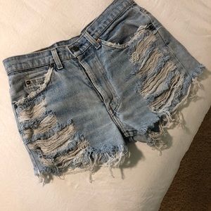 High waisted levi jean shorts